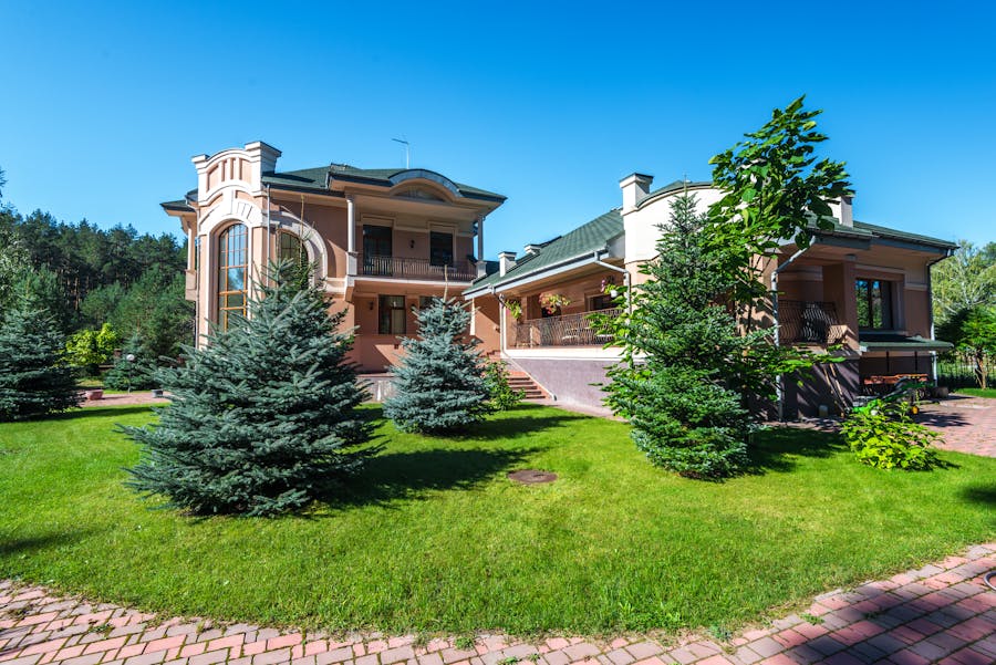Elegant suburban estate surrounded by lush greenery